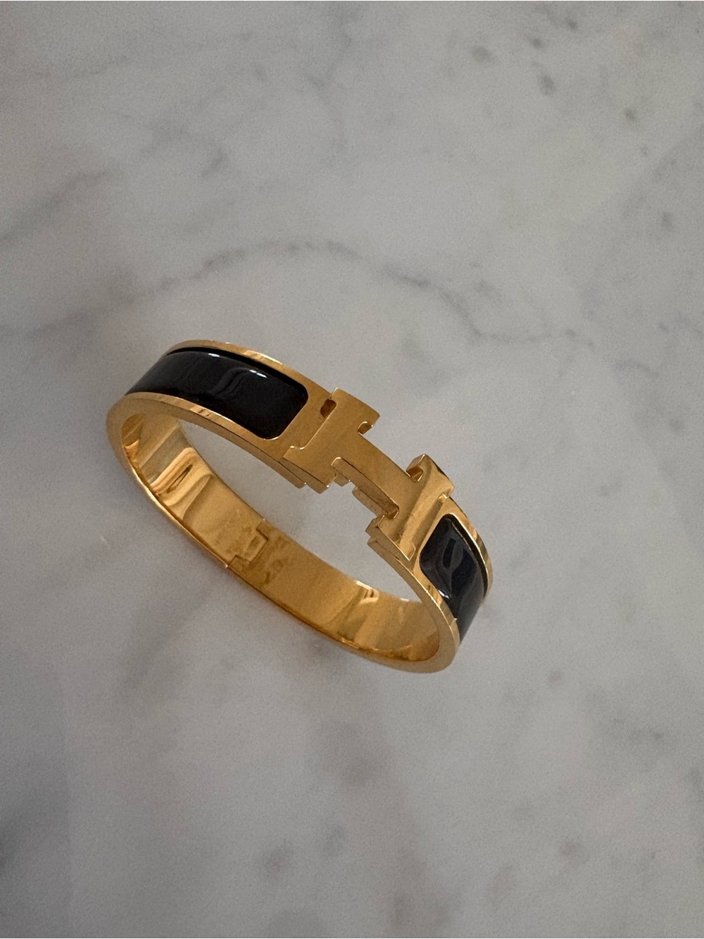 Hermes Gold and Black Enamel 'H' Clic Bracelet